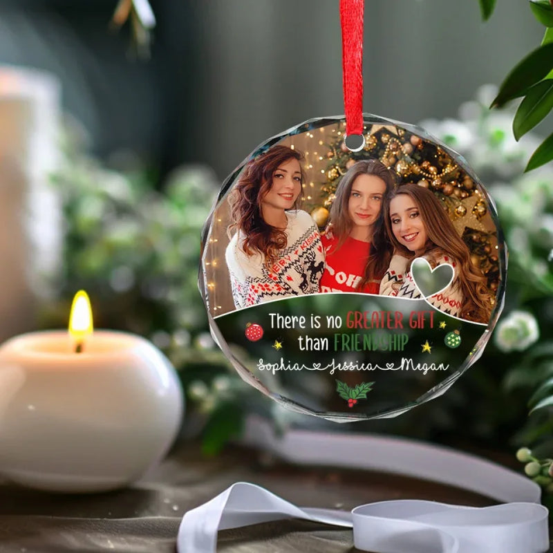 Custom Photo We Are Besties For Life - Bestie Personalized Custom Circle Glass Ornament - Christmas Gift For Best Friends, BFF, Sisters