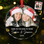 Custom Photo Christmas Friendship Gifts - Personalized Glass Ornament