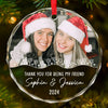 Custom Photo I Feel Grateful For Having You - Bestie Personalized Custom Circle Glass Ornament - Christmas Gift For Best Friends, BFF, Sisters