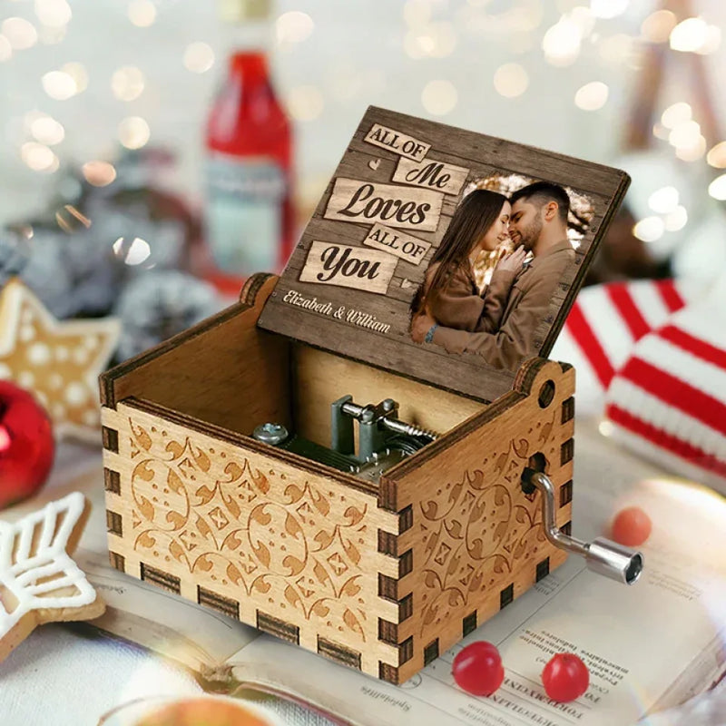 Custom Photo God Knew My Heart Needed You - Couple Personalized Custom Music Box - Christmas Gift For Husband Wife, Anniversary