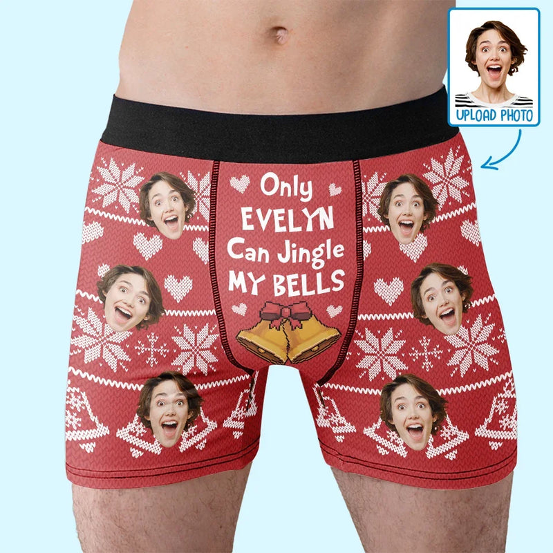 Custom Photo Funny Naughty Christmas Gifts - Personalized Boxer Briefs
