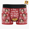 Custom Photo Only Me Can Jingle Your Bells - Funny Personalized Custom Boxer Briefs, Men's Boxers - Christmas Gift For Boyfriend, Husband, Anniversary