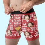 Custom Photo Funny Naughty Christmas Gifts - Personalized Boxer Briefs