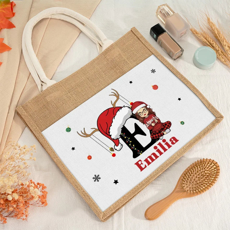 All I Want For Christmas Is To Be With My Family - Family Personalized Custom Tote Gift Bags, Jute Tote Bags, Beach Bags - Christmas Gift For Family Members
