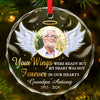 Custom Photo We Keep You In Our Hearts And Our Minds - Memorial Personalized Custom Circle Glass Ornament - Sympathy Gift, Christmas Gift For Family Members