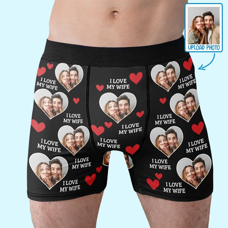 Custom Photo With Your Smile Everything Feels Possible - Couple Personalized Custom Boxer Briefs, Men's Boxers - Gift For Husband Wife, Anniversary