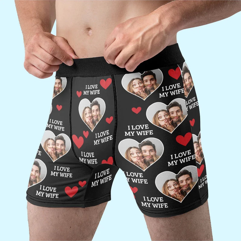 Custom Photo With Your Smile Everything Feels Possible - Couple Personalized Custom Boxer Briefs, Men's Boxers - Gift For Husband Wife, Anniversary