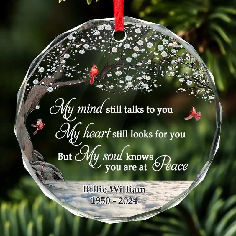 Gone Yet Not Forgotten - Memorial Personalized Custom Circle Glass Ornament - Sympathy Gift, Christmas Gift For Family Members