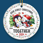 Custom Name First Christmas Couple Gifts - Personalized Ceramic Ornament