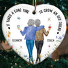 I Wanna Spend Time To Grow Old With You - Bestie Personalized Custom Ornament - Ceramic Heart Shaped - Christmas Gift For Best Friends, BFF, Sisters