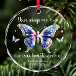 Custom Name Memorial Butterfly Gifts - Personalized Glass Ornament
