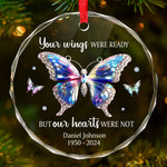 Custom Name Memorial Butterfly Gifts - Personalized Glass Ornament