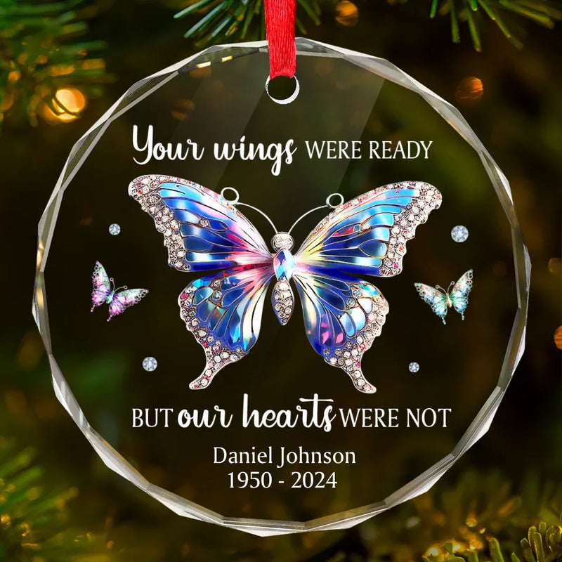 There Are No Goodbyes For Us - Memorial Personalized Custom Circle Glass Ornament - Sympathy Gift, Christmas Gift For Family Members