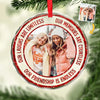 Custom Photo Our Friendship Is A Journey That Knows No End - Bestie Personalized Custom Circle Glass Ornament - Christmas Gift For Best Friends, BFF, Sisters