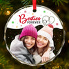 Custom Photo Your Vibe Attracts Your Tribe - Bestie Personalized Custom Circle Glass Ornament - Christmas Gift For Best Friends, BFF, Sisters, Coworker