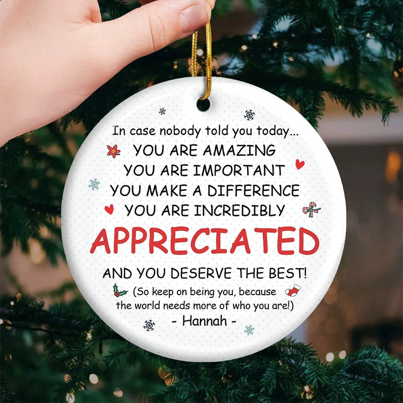 Custom Name Christmas Appreciation Gifts for Someone Special - Personalized Ceramic Ornament