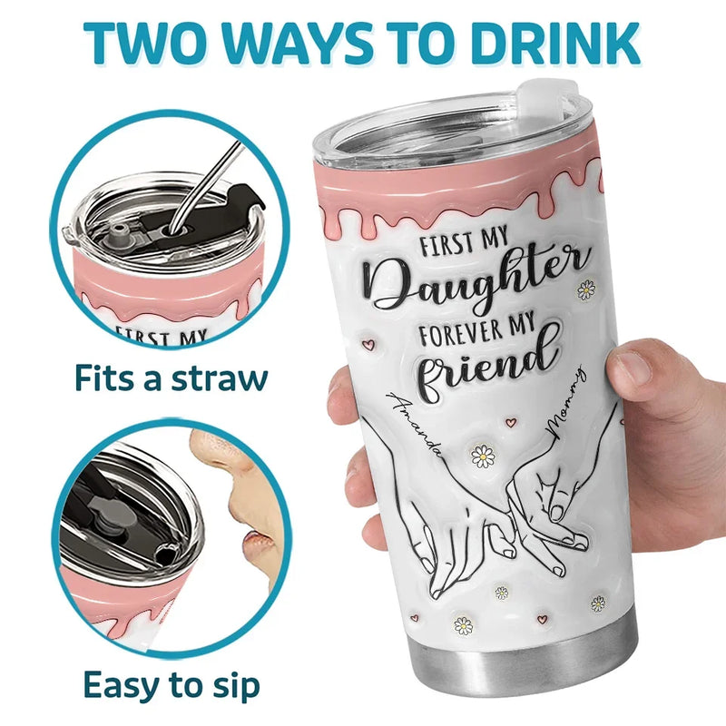 A Mother’s Love Is Forever - Family Personalized Custom 3D Inflated Effect Printed Tumbler - Gift For Mom, Daughter