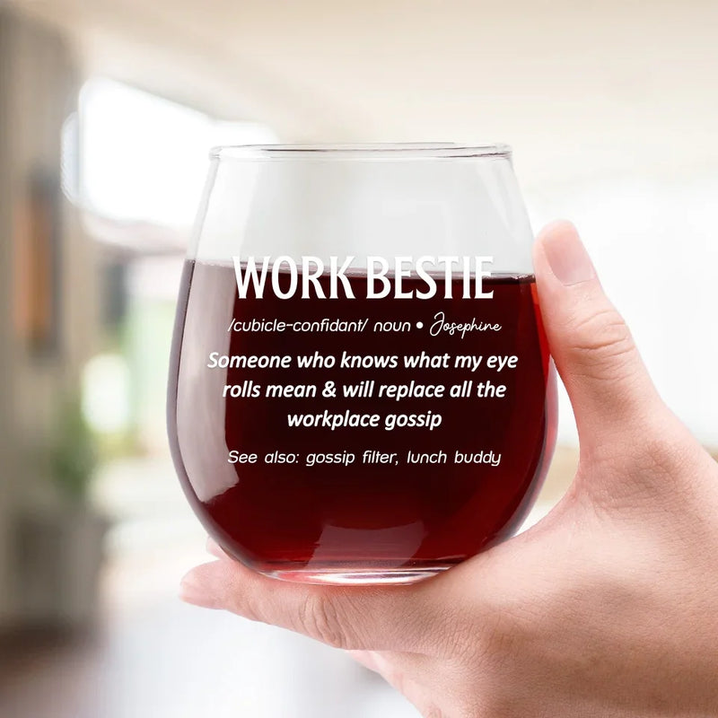 Funny Work Bestie Gifts for Coworkers - Wine Glass