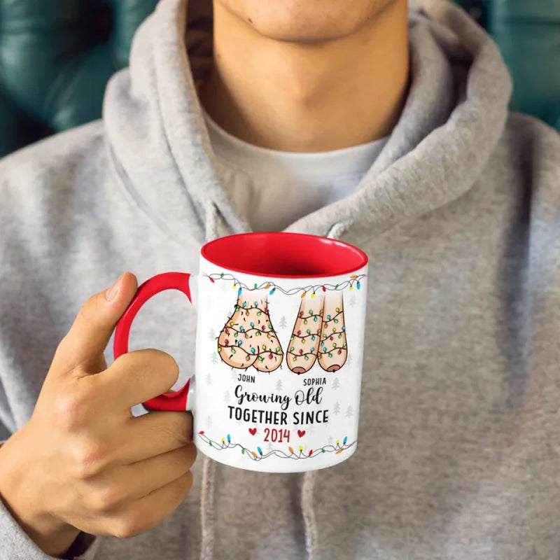 The True Joy Of Life Lies In Growing Old With The One You Love -  Couple Personalized Custom Accent Mug - Christmas Gift For Husband Wife, Anniversary