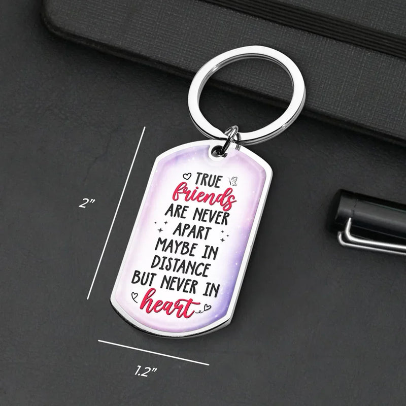 True Friends Keep Each Other In Heart - Bestie Personalized Custom Keychain - Gift For Best Friends, BFF, Sisters