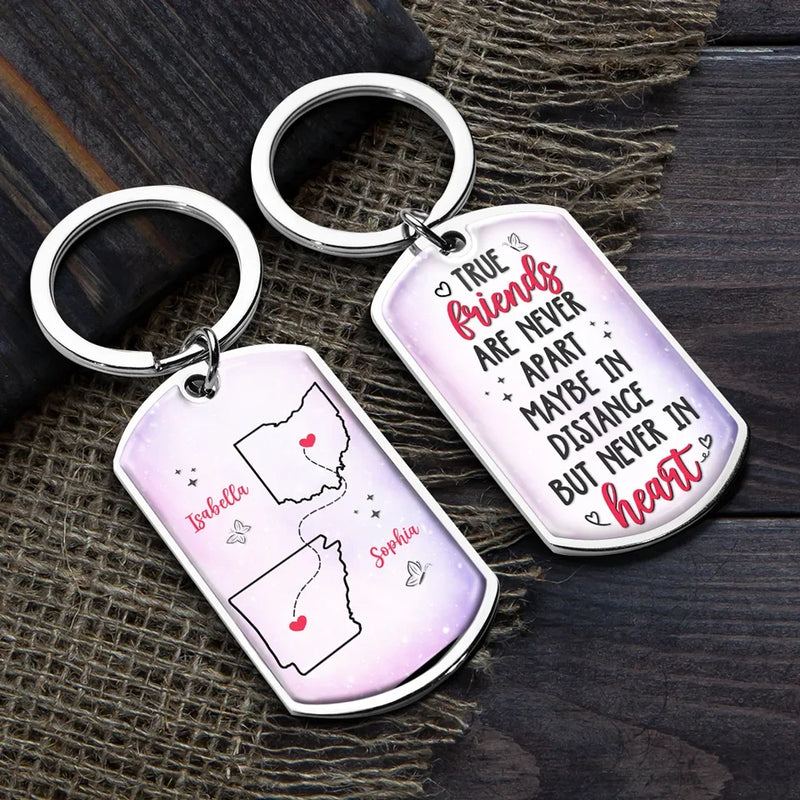 Custom Name Long Distance Friendship Gifts - Personalized Keychain