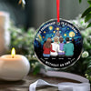 A True Friendship Is A Journey Without An End - Bestie Personalized Custom Circle Glass Ornament - Christmas Gift For Best Friends, BFF, Sisters