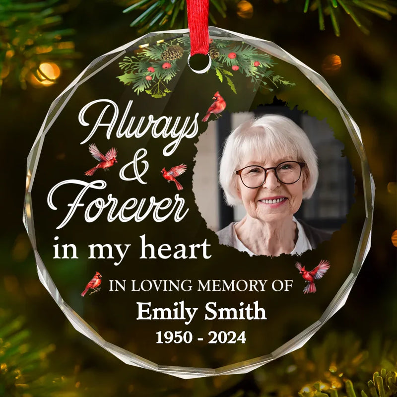 Custom Photo Hold Onto The Love That Never Fades Away - Memorial Personalized Custom Circle Glass Ornament - Sympathy Gift, Christmas Gift For Family Members
