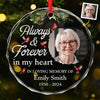 Custom Photo Hold Onto The Love That Never Fades Away - Memorial Personalized Custom Circle Glass Ornament - Sympathy Gift, Christmas Gift For Family Members