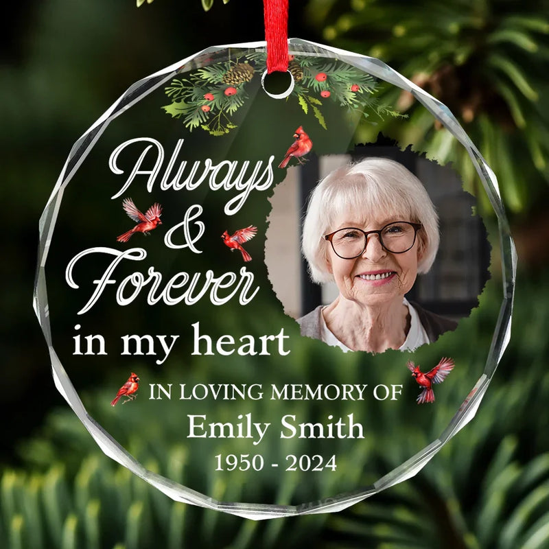 Custom Photo Hold Onto The Love That Never Fades Away - Memorial Personalized Custom Circle Glass Ornament - Sympathy Gift, Christmas Gift For Family Members