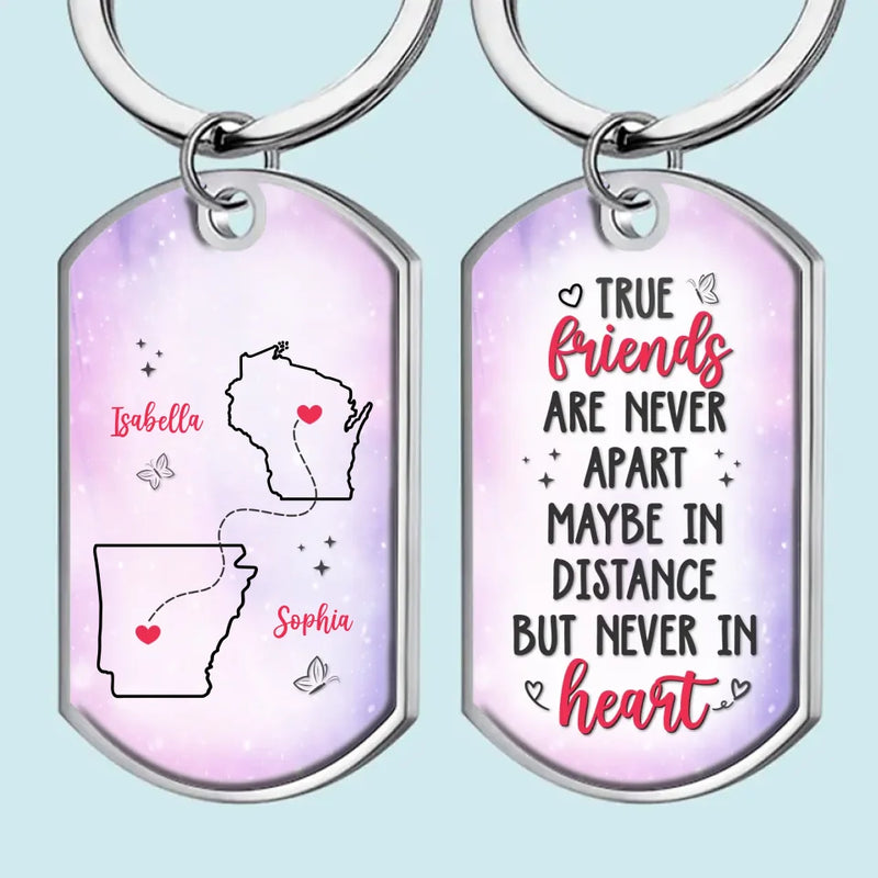 Custom Name Long Distance Friendship Gifts - Personalized Keychain
