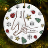Mom's Hand, My Constant Guide - Family Personalized Custom 3D Inflated Effect Printed Ornament - Ceramic Round Shaped - Christmas Gift For Mom, Grandma