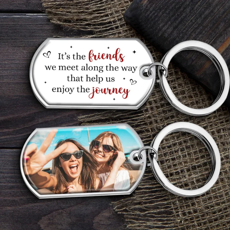 Custom Photo I Enjoy This Journey With You - Bestie Personalized Custom Keychain - Gift For Best Friends, BFF, Sisters