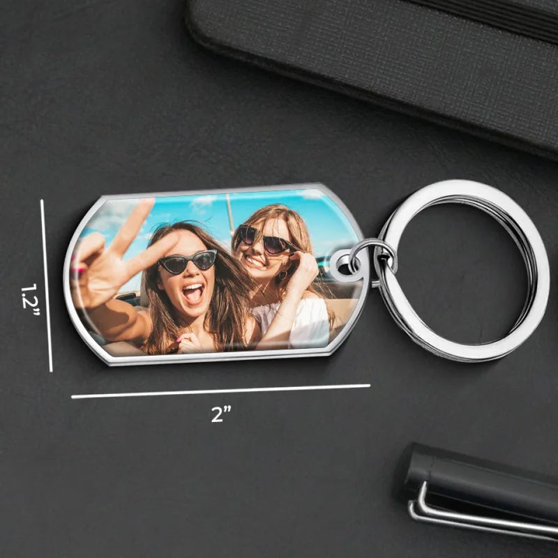 Custom Photo I Enjoy This Journey With You - Bestie Personalized Custom Keychain - Gift For Best Friends, BFF, Sisters