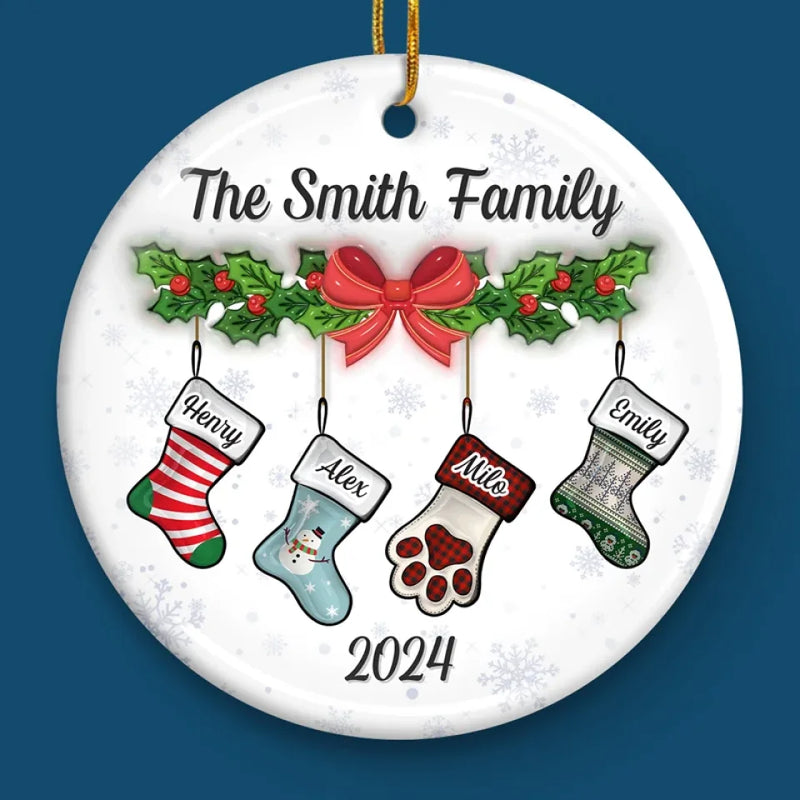 Let Your Christmas Stock Overflow With The Warmth And Joy Of Family - Family Personalized Custom 3D Inflated Effect Printed Ornament - Ceramic Round Shaped - Christmas Gift For Family Members