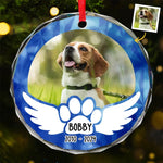 Custom Pet Photo Memorial Gifts for Dog Lovers - Personalized Glass Ornament