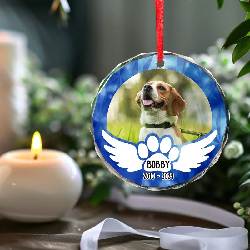 Custom Pet Photo Memorial Gifts for Dog Lovers - Personalized Glass Ornament