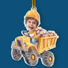 Custom Photo The Tiny, Professional Construction Truck Driver - Family Personalized Custom Ornament - Acrylic Custom Shaped - Christmas Gift For Kids