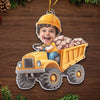 Custom Photo The Tiny, Professional Construction Truck Driver - Family Personalized Custom Ornament - Acrylic Custom Shaped - Christmas Gift For Kids