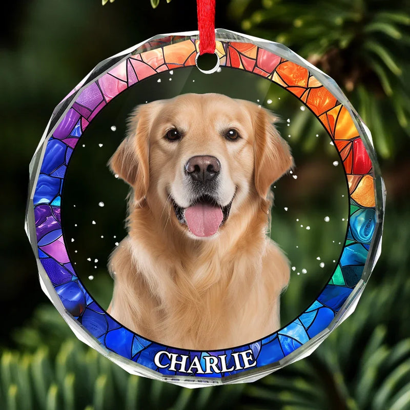 Custom Pet Photo Christmas Gifts - Personalized Glass Ornament