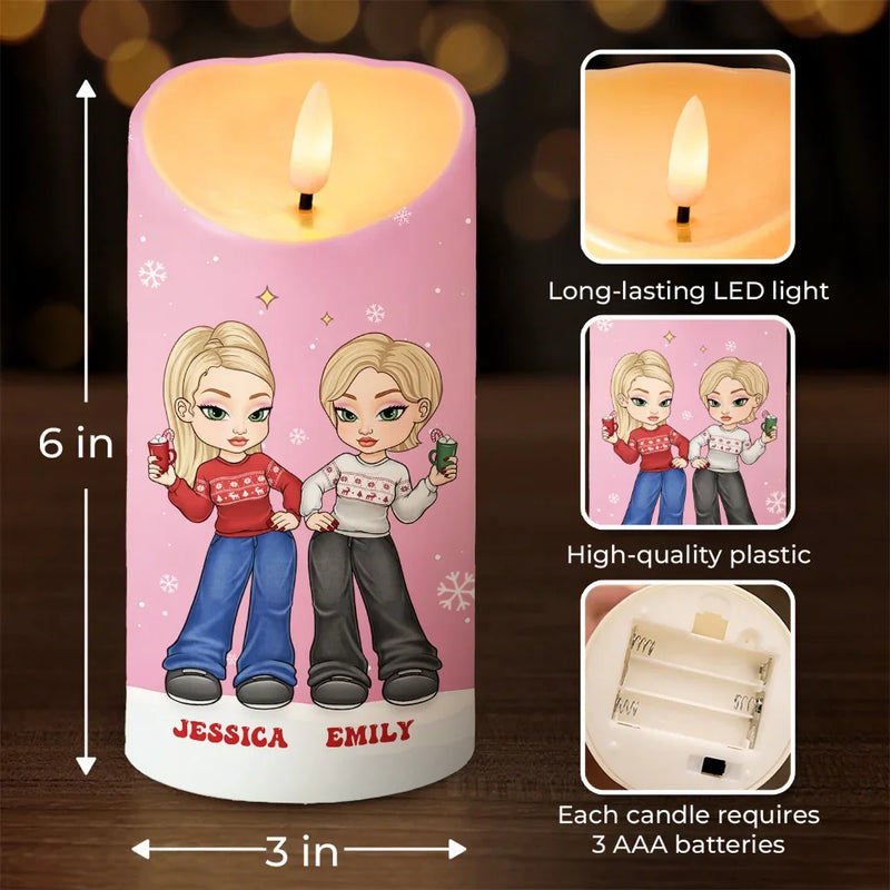 Friendship Without End - Bestie Personalized Custom LED Candle - Christmas Gift For Best Friends, BFF, Sisters