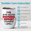 You Are My Trusted Emotional Support Coworker - Coworker Personalized Custom Wine Tumbler - Christmas Gift For Coworkers, Work Friends, Colleagues
