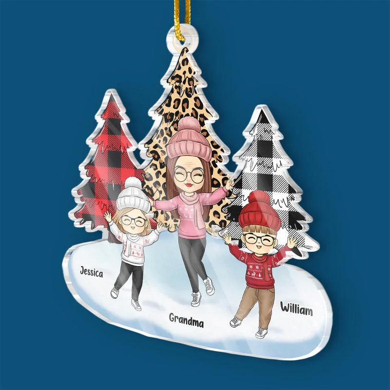 Cherish Every Moment With Family - Family Personalized Custom Ornament - Acrylic Custom Shaped - Christmas Gift For Grandma, Grandpa