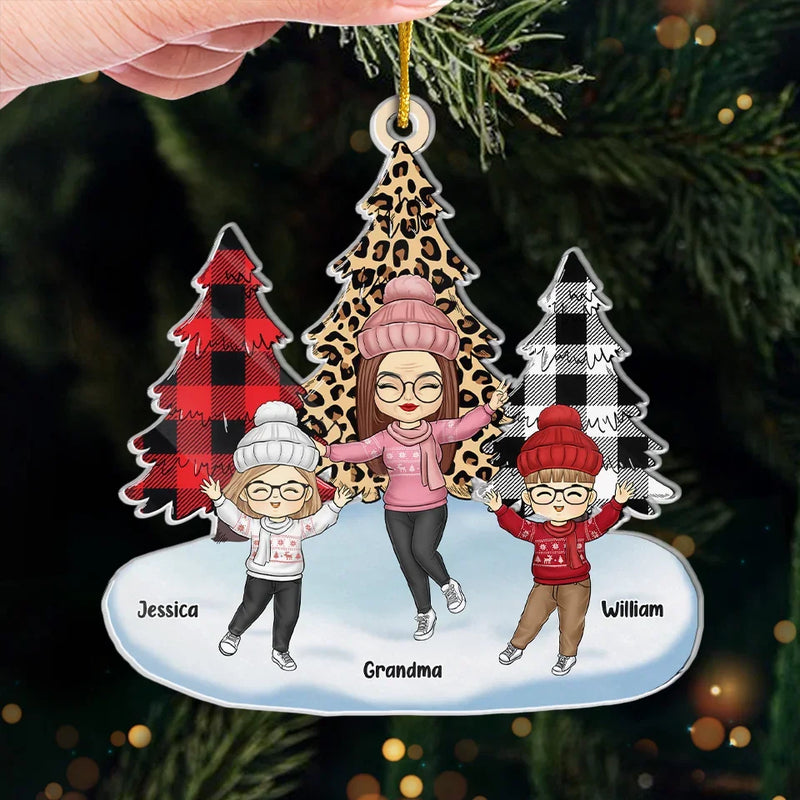 Cherish Every Moment With Family - Family Personalized Custom Ornament - Acrylic Custom Shaped - Christmas Gift For Grandma, Grandpa