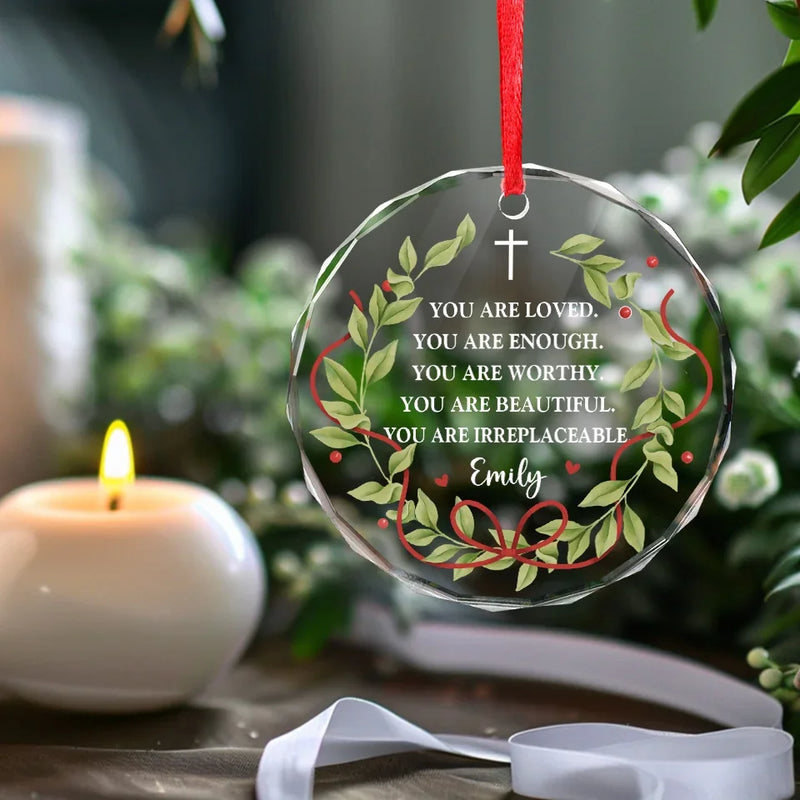 Custom Name Christian Encouragement Gifts - Personalized Glass Ornament