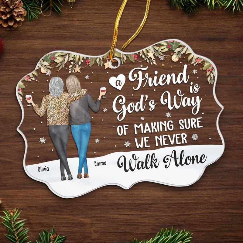 A True Friendship Is A Journey Without An End - Bestie Personalized Custom Ornament - Acrylic Benelux Shaped - Christmas Gift For Best Friends, BFF, Sisters