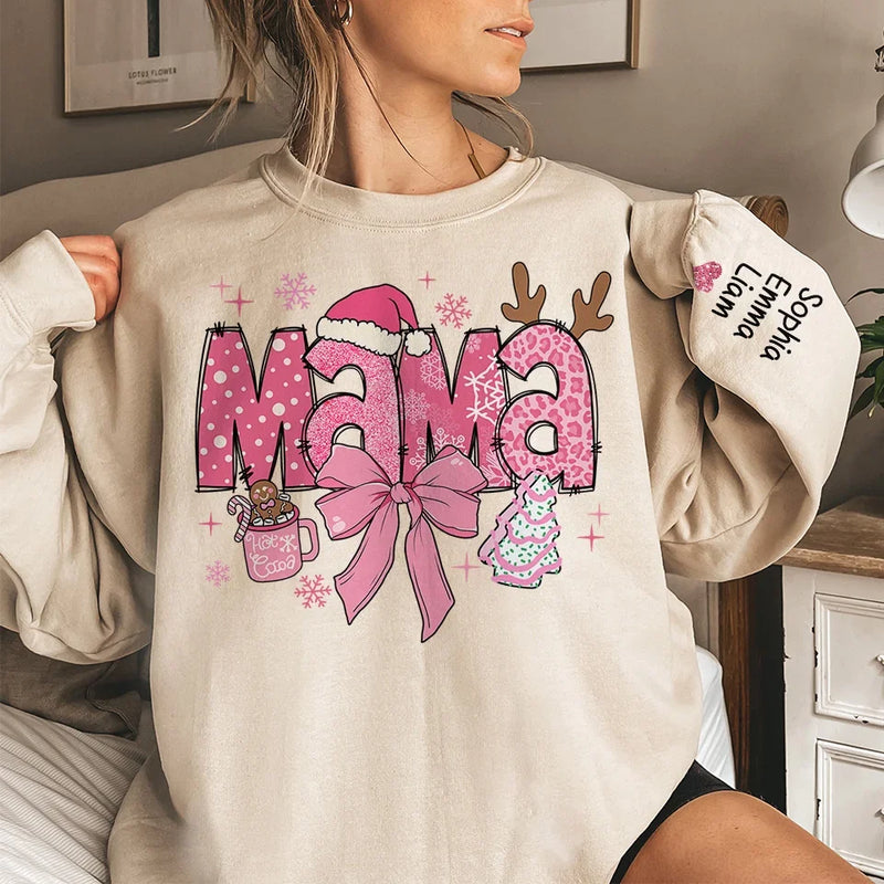 Grandkids Are The Sunshine In Grandma’s Day - Family Personalized Custom Unisex Sweatshirt With Design On Sleeve - Christmas Gift For Mom, Grandma