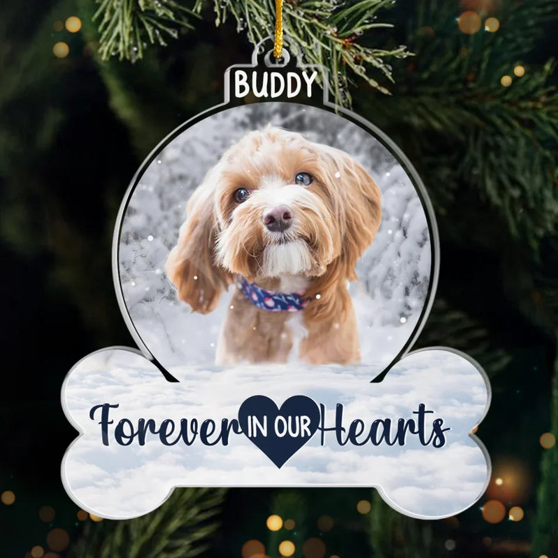 Custom Photo You Left Paw Prints On Our Hearts - Memorial Personalized Custom Ornament - Acrylic Custom Shaped - Sympathy Gift, Christmas Gift For Pet Owners, Pet Lovers