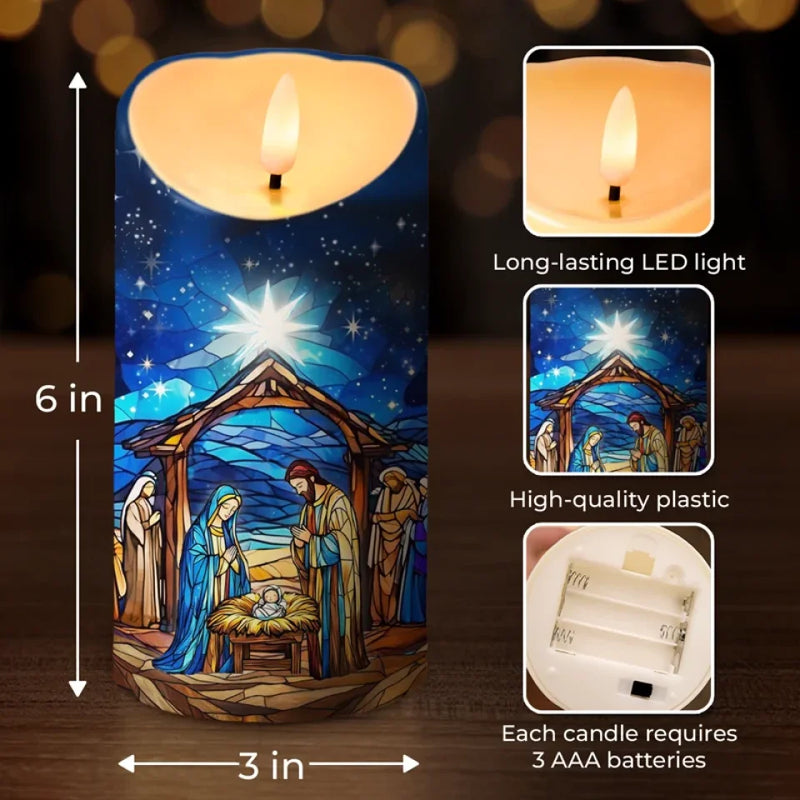 In The Nativity Scene, We Find The Heart Of Christmas - Family Personalized Custom LED Candle - Christmas Gift For Family Members