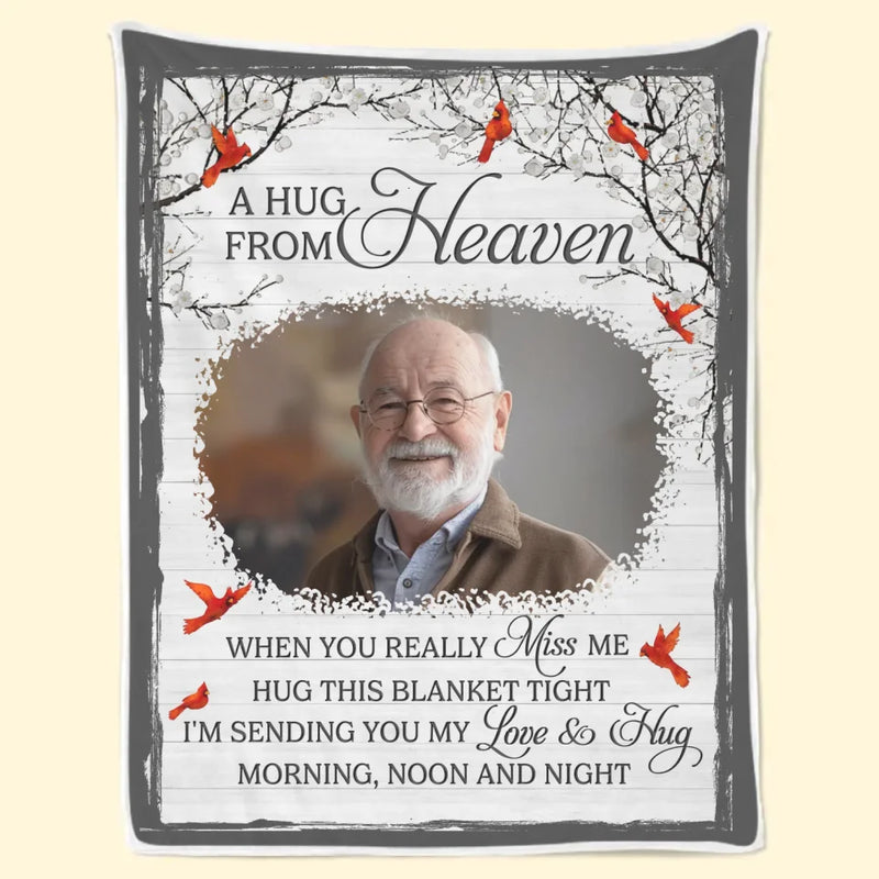 Custom Photo I'll Be Watching Over You From Heaven - Memorial Personalized Custom Blanket - Sympathy Gift, Christmas Gift For Family Members