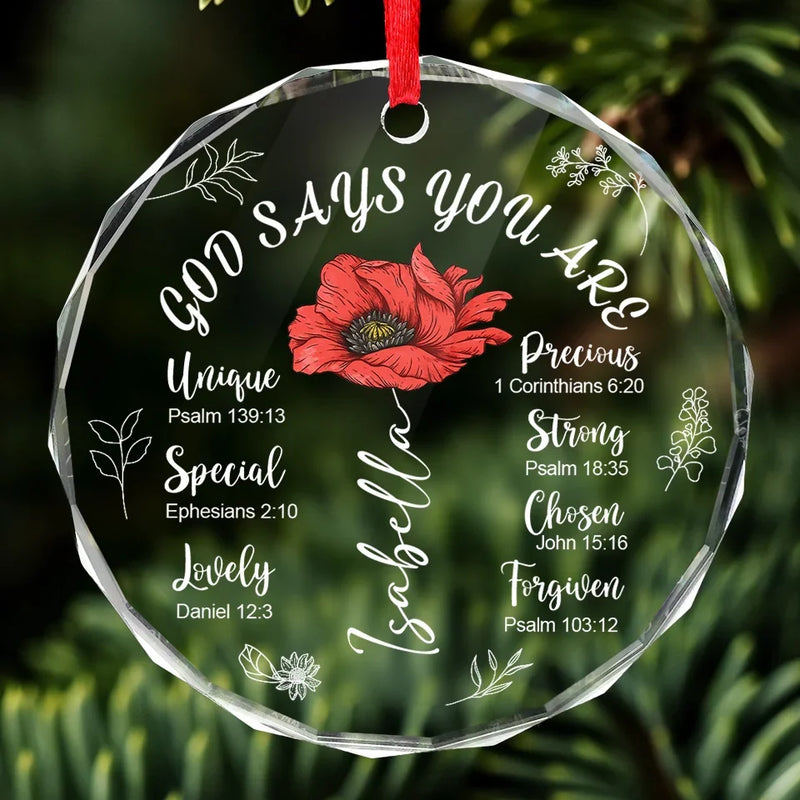 Christian Bible Verse Affirmation Christmas Decor - Glass Ornament